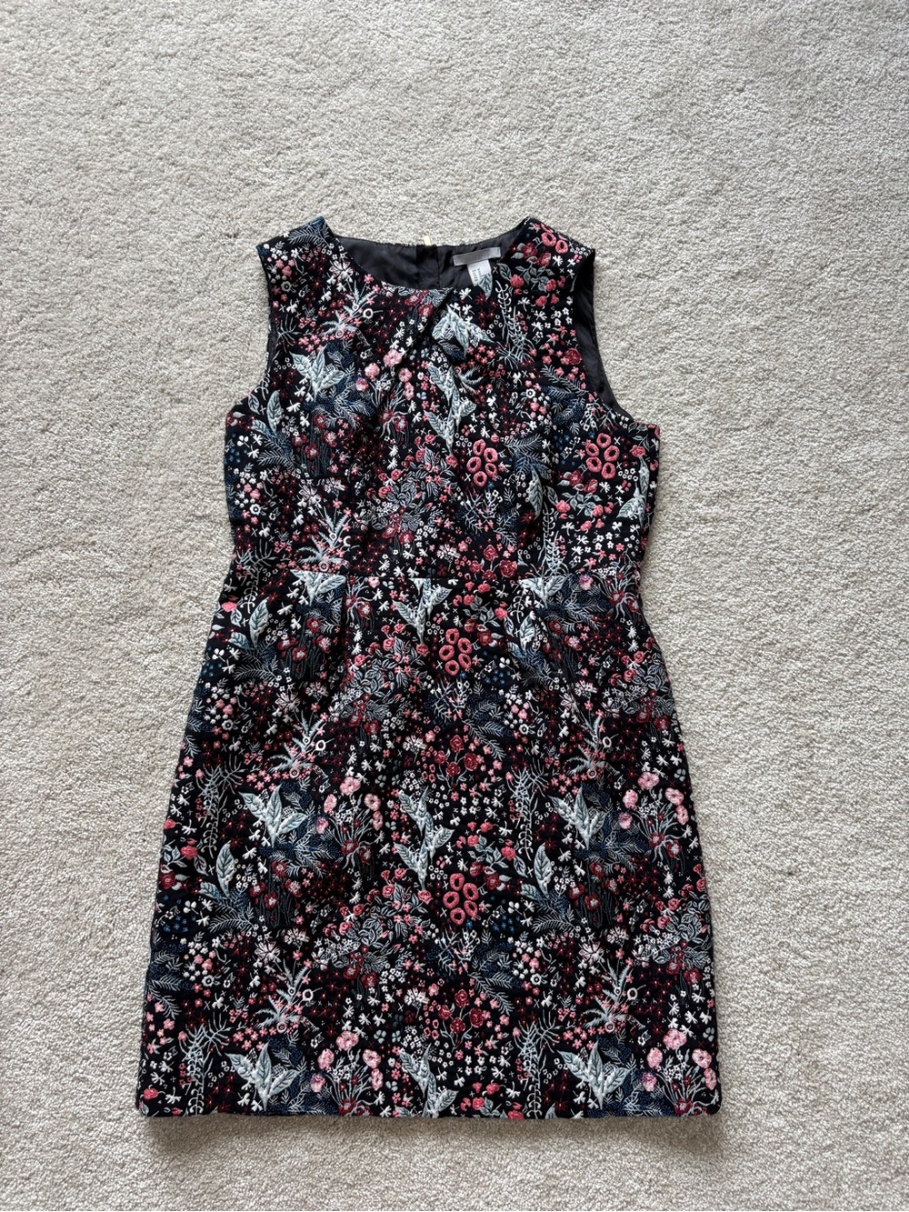 H&M Black Mini Dress with Pink & Blue Floral Jacquard - Picture 2 of 9